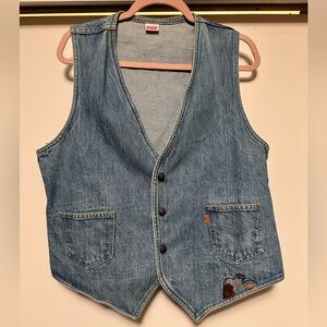 Vintage Orange Tab 70’s Levi's Blue Denim Vest Women’s Lrg or Mens Med